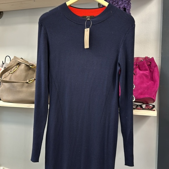 J CREW Ribbed sweater-dress In Navy Blue Size Medium - Picture 7 of 10